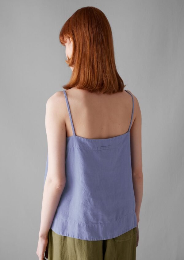 Square Neck Garment Dyed Linen Tank | Iris