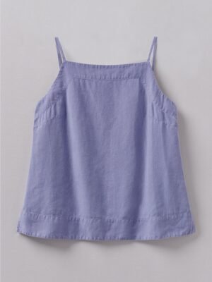 Square Neck Garment Dyed Linen Tank | Iris